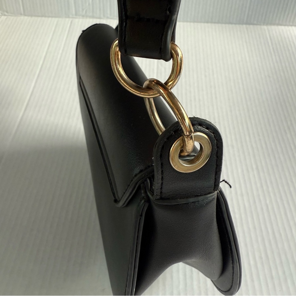 Badgley Mischka Black Shoulder Bag with Gold Ring Accent - Picture 12 of 16